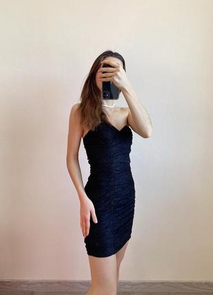 Маленька чорна сукня xxi мереживна бюстьє міні зі зборками жіноча плаття