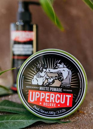 Матова помада для волосся середньої фіксації uppercut deluxe barbers collection matt pomade1 фото