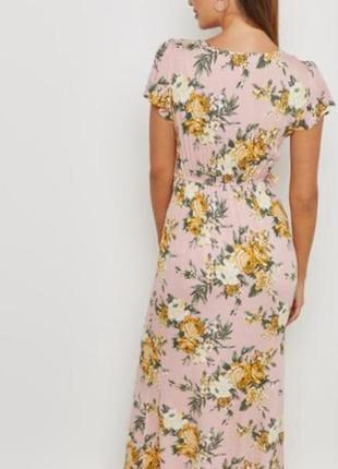 Платье миди с разрезами miss selfridge розое цветочное в цветах платья летняя женская вискозная4 фото