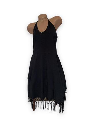 Платье с бахромой с открытой спиной