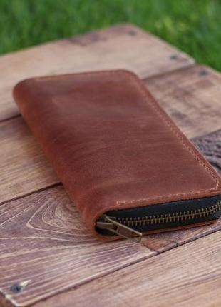 Компактное портмоне/кошелек на молнии из натуральной кожи.2 фото