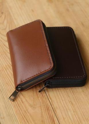 Компактне портмоне/гаманець на блискавці з натуральної шкіри.2 фото