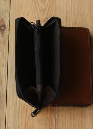 Компактне портмоне/гаманець на блискавці з натуральної шкіри.8 фото