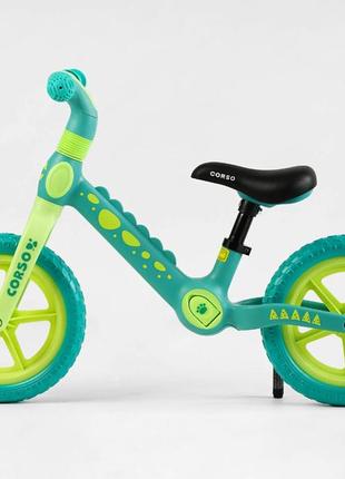 Дитячий біговел-велобіг 12 дюймів єва колеса та нейлонова рама corso cs-12530 зелений2 фото