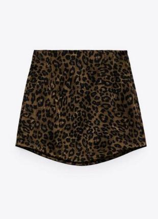 Мини юбка сатиновая атласная леопардовая zara1 фото