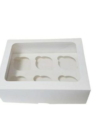 Коробка на 6 капкейков с окошком (прямоугольное окно), 240*180*90