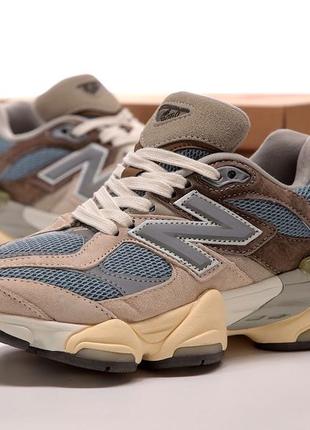 Стильные женские кроссовки new balance 9060 mushroom & aluminium коричневые с синим9 фото