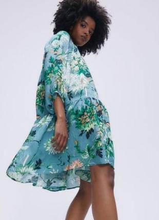 Віскозна сукня з пишними рукавами в квіточку h&m.5 фото