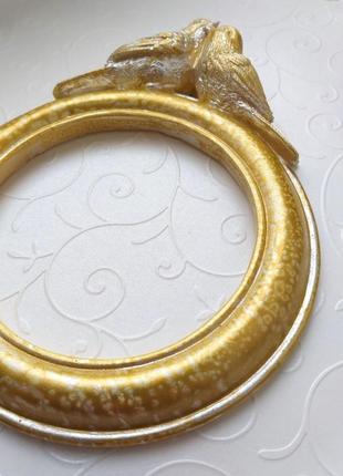 Кругла рамка з пташечками, гіпс, вінтажне золото, 17*13,5 см. 3