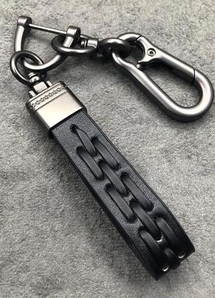 Автомобильный брелок для ключей черный экокожа1 фото
