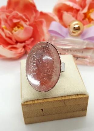 🩷💍стильное кольцо овал натуральный камень розовый турмалин4 фото