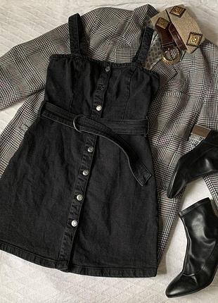 Джинсовый сарафан с поясом