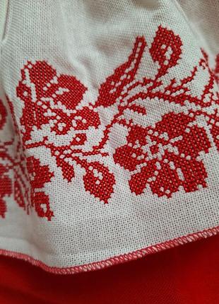 Красная блузка вышиванка галинка с воланом с открытыми плечами8 фото