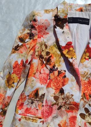 Очень красивый стильный яркий пиджак с плечиками zara коттон2 фото