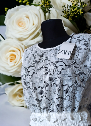 Красивая кружевная блуза zara этикетка2 фото