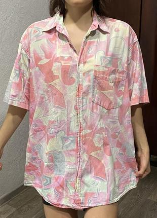Casual wear унісекс сорочка теніска рубашка ніжно рожева з принтом edith kumar1 фото