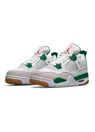 Nike air jordan 4 retro sb белые с зеленым1 фото