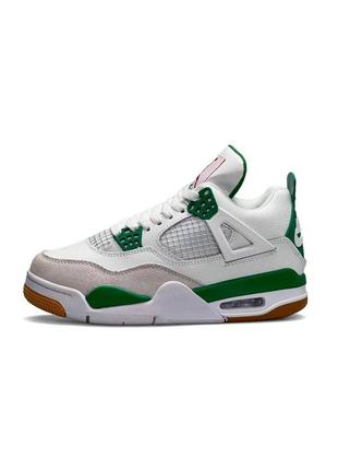 Nike air jordan 4 retro sb белые с зеленым8 фото