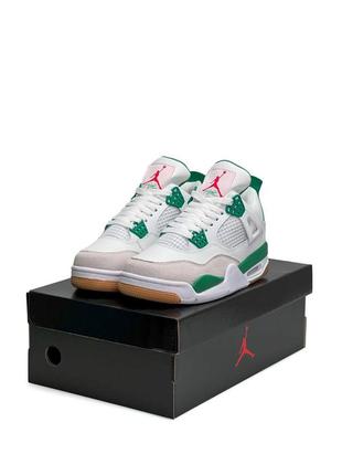 Nike air jordan 4 retro sb белые с зеленым9 фото