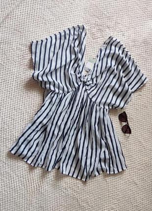 Туника пляжная летняя в полоску primark, свободное короткое пляжное платье в полоску2 фото