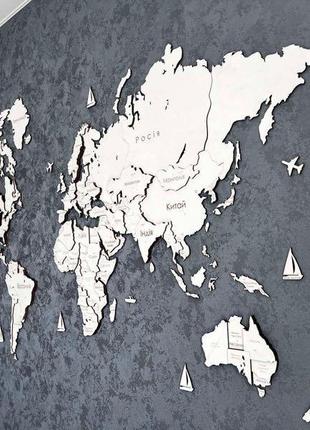 Деревяна багатошарова карта світу5 фото