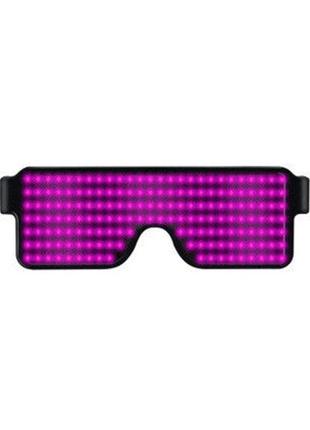 Рожеві світлодіодні окуляри resteq із вбудованим акумулятором, 8 режимів роботи. світлодіодні led el окуляри2 фото