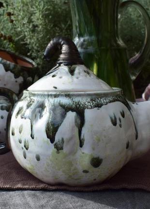 Ceramic teapot in the shape of a pumpkin2 фото