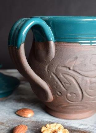 Ceramic mug with strainer and lid3 фото