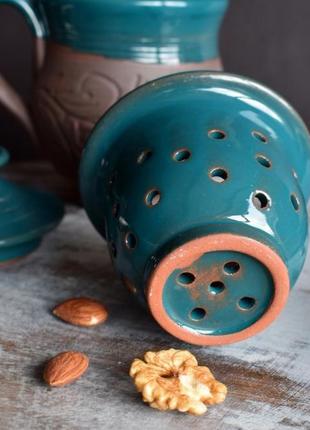Ceramic mug with strainer and lid2 фото