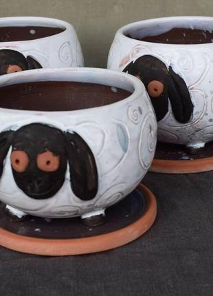 Handmade ceramic pots in the shape of a lamb3 фото