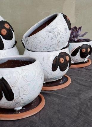 Handmade ceramic pots in the shape of a lamb6 фото