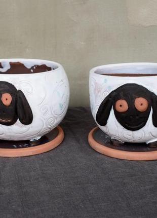 Handmade ceramic pots in the shape of a lamb10 фото