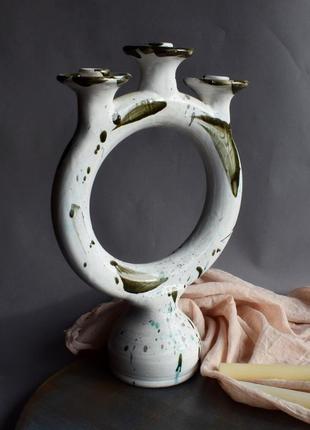 Ceramic triple candlestick