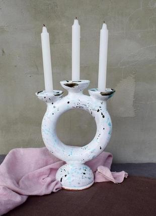 Керамічний свічник на три свічки6 фото