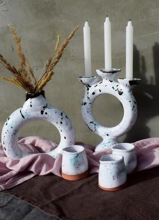 Ceramic triple candlestick5 фото