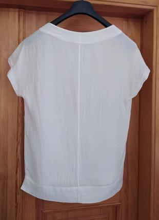 Блуза, летняя, белая, широкая, нижняя, конопля, шелк2 фото