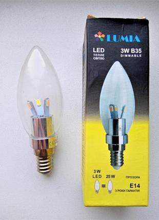 Комплект 10 шт лампа світлодіодна свічка 3 вт e14 220-240в 3000к