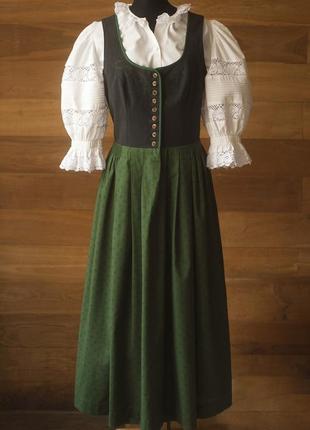 Зеленый австрийский винтажный сарафан макси женский salzburger-dirndl-look, размер м, l