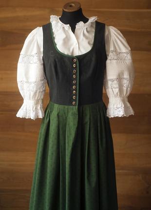 Зеленый австрийский винтажный сарафан макси женский salzburger-dirndl-look, размер м, l2 фото