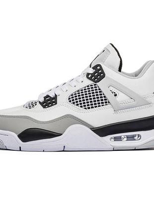 Nike air jordan 4 retro белые с серым4 фото