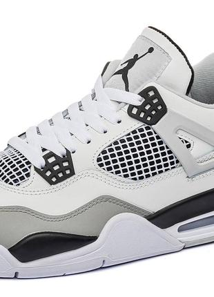 Nike air jordan 4 retro белые с серым1 фото