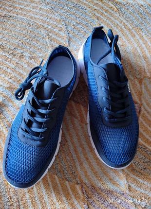 Летние кроссовки в сеточку синие, сникерсы новые3 фото