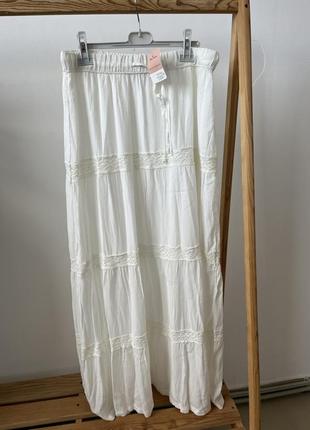 Длинная белая ажурная юбка белая юбка в этно стиле юбка под вышитую рубашку в украинском стиле