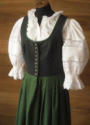 Зеленый австрийский винтажный сарафан макси женский salzburger-dirndl-look, размер м, l4 фото