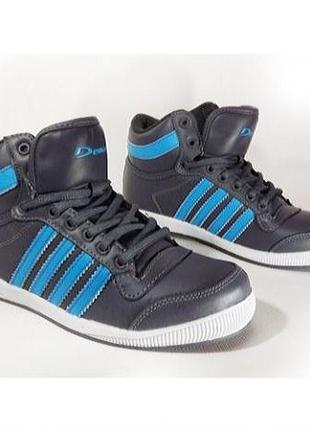 Оригинальные комбинированные кроссовки/хайтопы demax 4 blue stripes аdidas.2 фото