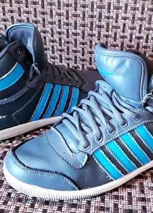 Оригінальні комбіновані кросівки/хайтопы demax 4 blue stripes аdidas.5 фото