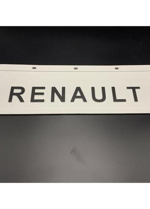 Брызговик на крыло кабины с объемным рисунком "renault" белый (180x600)