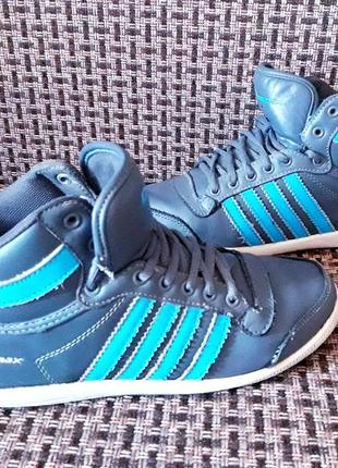 Оригинальные комбинированные кроссовки/хайтопы demax 4 blue stripes аdidas.6 фото