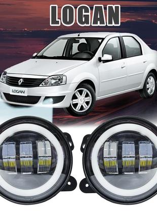 Штатные led фары (лэд) противотуманки в бампер рено, дачия логан. противотуманные фары dacia (renault) logan