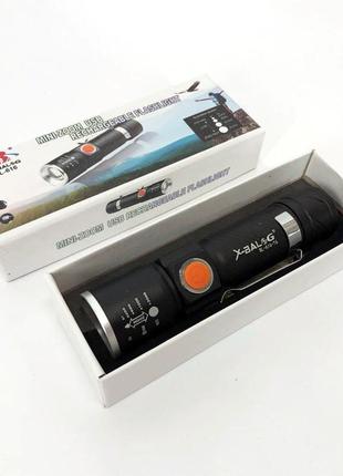 Ii ліхтар ручний акумуляторний тактичний x-balog bl-616-t6 із зарядкою від павербанків із usb cd9 фото